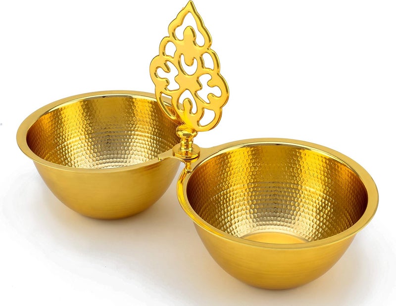 Shallow Metal Nut Bowl with Handle, Gold Finish – Elegant Decorative Snack & Dry Fruit Serving Bowl – Premium Metallic Tableware for Nuts, Candies, Snacks & Festive Gifting - Image 2